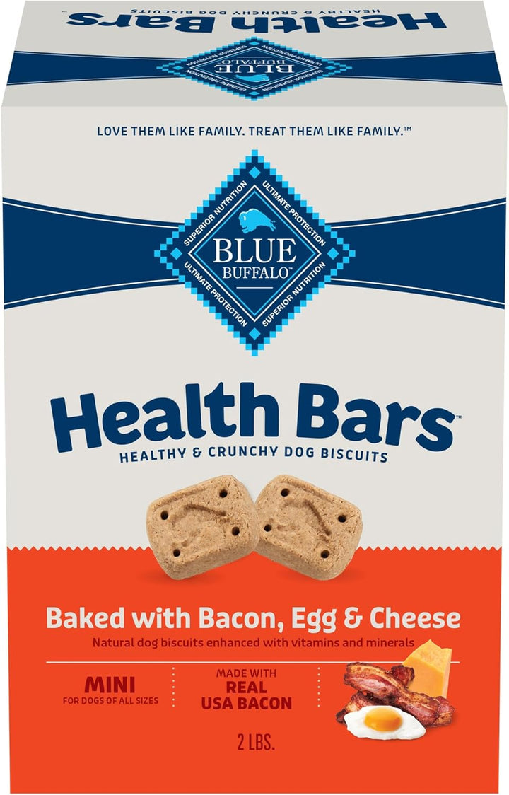 Health Bars Crunchy Dog Biscuits, Oven-Baked with Natural Ingredients, Bacon, Egg & Cheese , 16-Oz Bag
