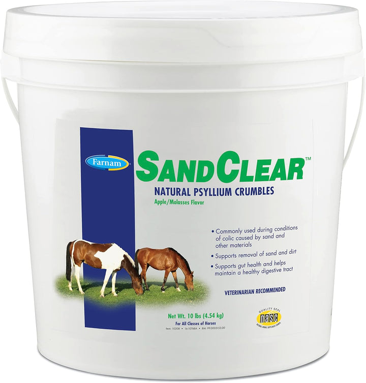 Sandclear Psyllium Crumbles Supplement for Horses, Helps Remove Sand from Colon & Supports Digestive Health, Apple/Molasses Flavor, 10 Lbs.