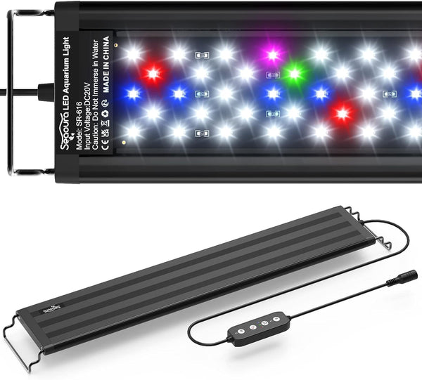 Led Aquarium Light for Plants-Full Spectrum Fish Tank Light with Timer Auto On/Off, 18-24 Inch, Adjustable Brightness, White Blue Red Green Pink Leds with Extendable Brackets for Freshwater