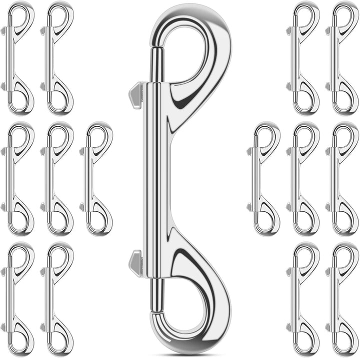15 Pack Heavy Duty Snap Hooks Double Sided Clips for Hanging Horse Tack Sling Feed Buckets Dog Leash Collar Key Chain Zinc Alloy Metal Snaps Clip(3-1/2 Inch)