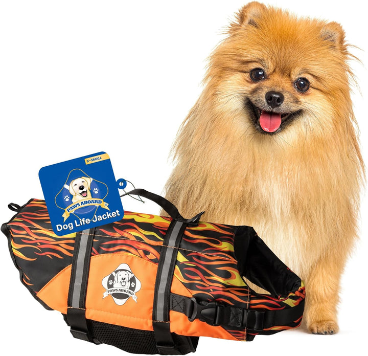 Dog Life Jacket - Swimming Vest for Dogs, Adjustable, Reflective, Comfortable, Multiple Colors, Patterns, Xx-Small to Extra Large Dog Swim Vest with Handle (Red, Large)