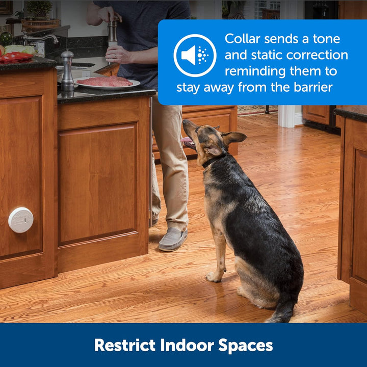 Pawz Away Indoor Pet Barrier - Battery-Operated Indoor Invisible Containment Area with Adjustable Compatible Collar - Easy Setup for Furniture Protection