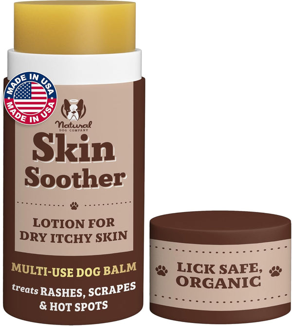 Skin Soother Balm for Dogs – 2Oz Stick, All Natural Hot Spot & Rash Relief – Organic Itchy Skin Soothing Moisturizer for Dry, Red, Crusty Skin – Lick-Safe Dog Balm, Made in USA