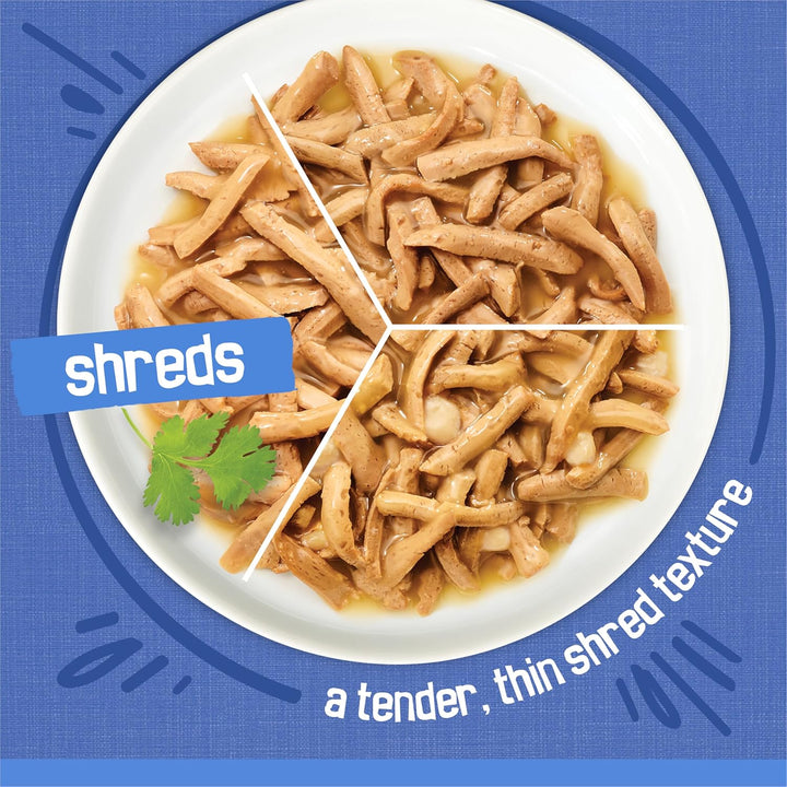 Purina  Gravy Wet Cat Food Variety Pack, Shreds with Beef, with Chicken, and Turkey and Cheese Dinner - (Pack of 24) 5.5 Oz. Cans