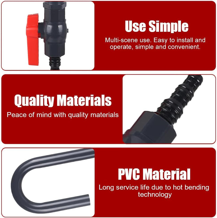 Aquarium Water Changer, PVC Aquarium Water Filler Hanging Fish Tank Hook Filler with Flow Switch for 1/2“, 5/8”, 3/4” Hose