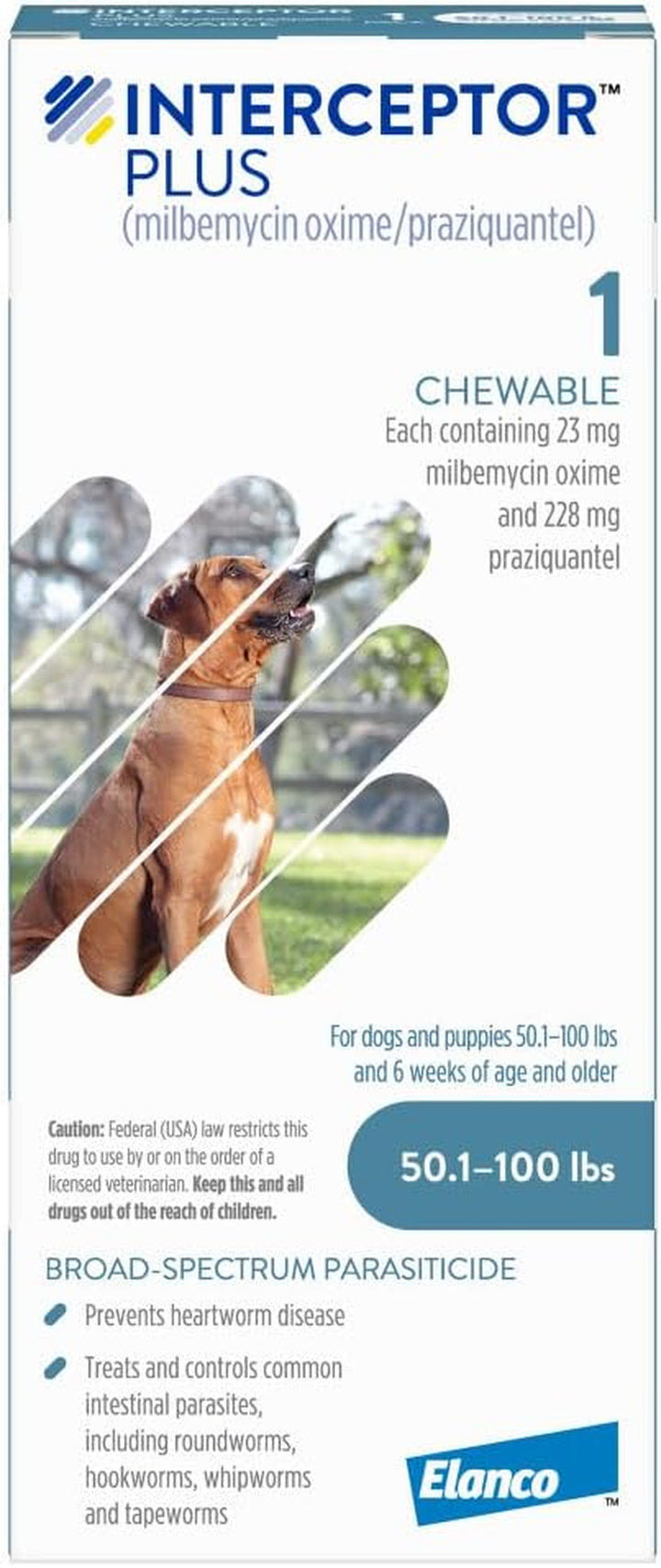 plus Prevention for Heartworm + 4 Other Worms for Dogs 50.1-100 Lbs. | 6 Chews, 6-Month Supply