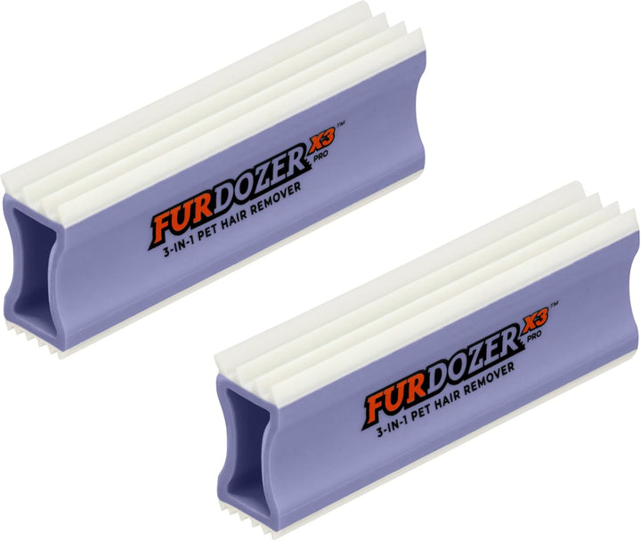 Furdozer Pet Hair Remover & Auto Detailing Tools - Cat & Dog Hair Remover for Carpets, Car Interiors, Couches, Bedding, & Pet Furniture (Gray, X3 PRO - 5" Long)