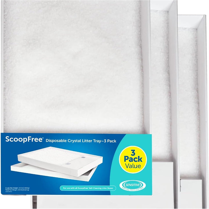 Scoopfree Disposable Crystal Cat Litter Tray - Easy Cleaning Box - Refill Tray for Electric Litter Box - Lavender Scent - 4.3 Lb Bags - 6 Pack