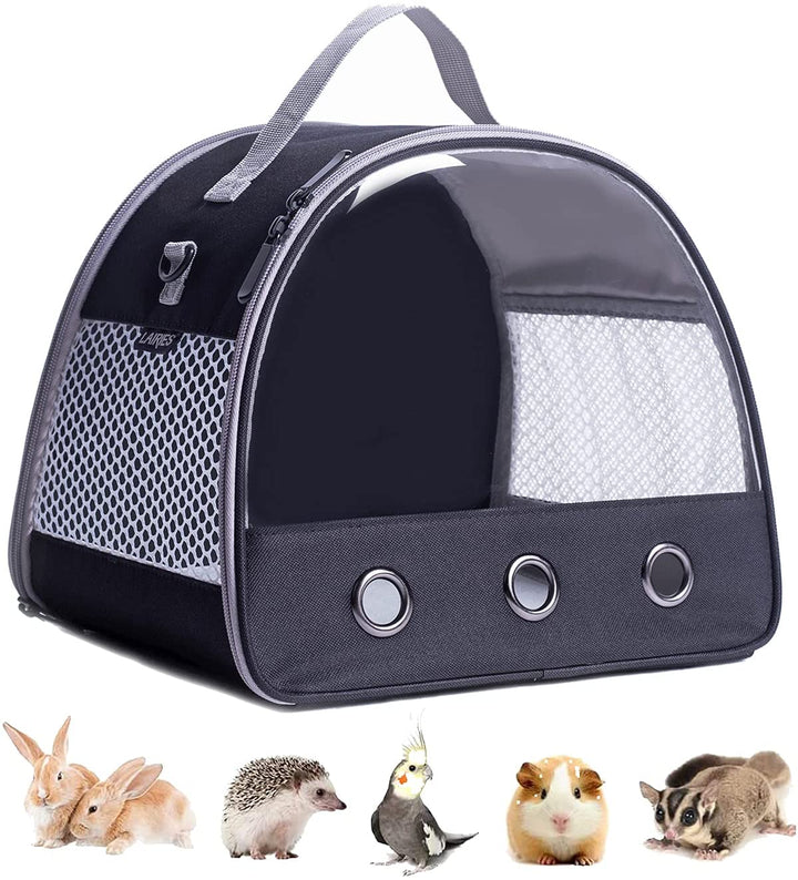Guinea Pig Carrier Backpack, Clear Bubble Window Backpack for Guinea Pig, Bunny Rat Bird (Black, Carrier)
