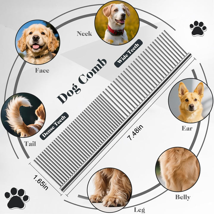 2PCS Slicker Brush for Dogs & Pet Comb,Professional Dog Grooming Brush (Goldendoodles,Poodles,Labradoodles) with Extra Long Pins to Effectively Remove Tangles, Knots and Mats (Blue Large)