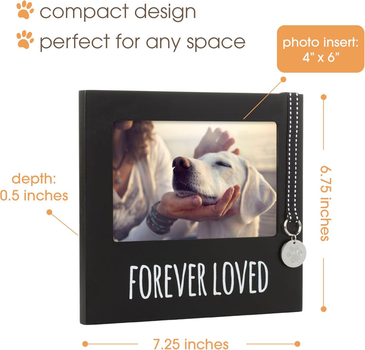 Forever Loved Pet Keepsake Picture Frame, Photo Frame for Pet Owners and Dog Lovers, Ideal Memorial Gift for Loss of Dog and Pet Remembrance, Wall Mount and Tabletop Frame, Black