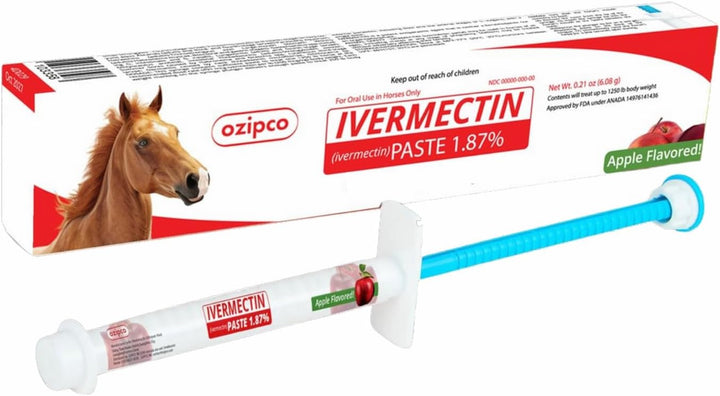 Ivermectin Horse Paste 1.87% | Apple Flavor – 6.08G Syringe for Equine Use Only up to 1250 LB