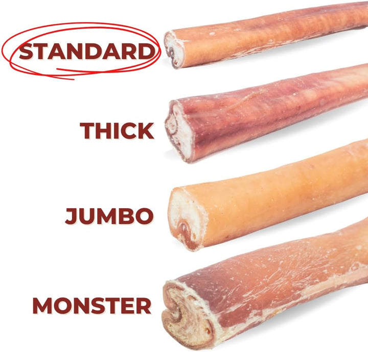 Premium 6 Inch Standard Odor-Free Bully Sticks for Small to Medium Dogs & Puppies - Long Lasting Chews for Oral Care - All Natural, 100% Beef Dog Treats, Rawhide Free (5 Pack)