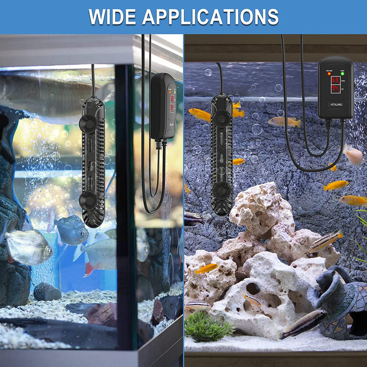 Aquarium Heater, 300W Fish Tank Heater with LED Digital Display & 5 Safety Protection, Submersible Aquarium Heater with 2 Suction Cup and 8.2Ft Cord for 40-75 Gallon Fish Tank.