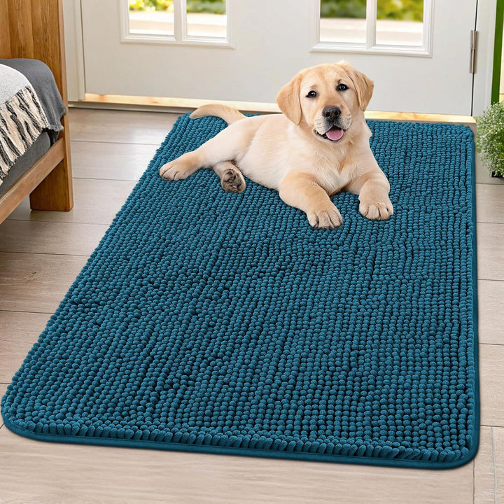Dog Door Mat for Muddy Paws 30X20, Absorbs Moisture and Dirt Doormat, Non-Slip Washable Quick Dry Chenille Front Door Mat Indoor Entrance, Entryway Carpet for inside Floor, Grey