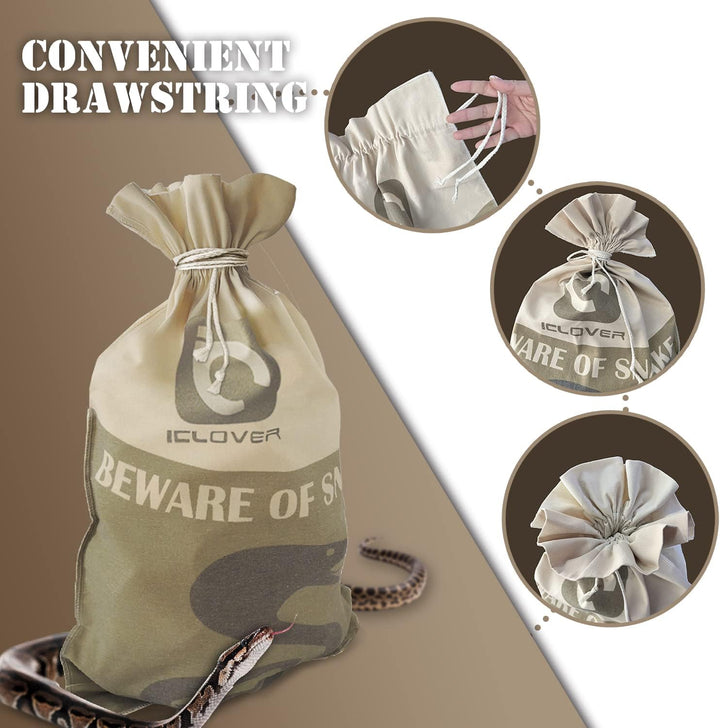 Snake Reptile Bag with Drawstring, 20 X 28 Inch Heavy Duty Large Snake Hunting Sack Pouch with Sewn Bottom Corners for Moving Transporting Capturing Hunting Catching Rattlesnakes Reptiles