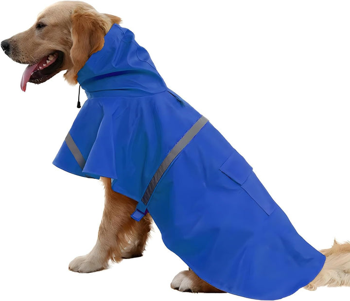 Large Dog Raincoat Adjustable Pet Water Proof Clothes Lightweight Rain Jacket Poncho Hoodies with Strip Reflective (XL, Yellow)