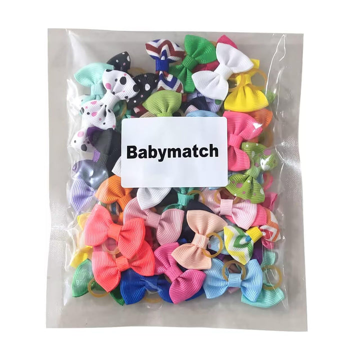 Puppy Hair Bows Small Dog Mini Rubber Bands Doggie Bowknot Pet Grooming Accessories 60Pcs (30 Pairs) - Puppy Bows for Small Dogs Girl