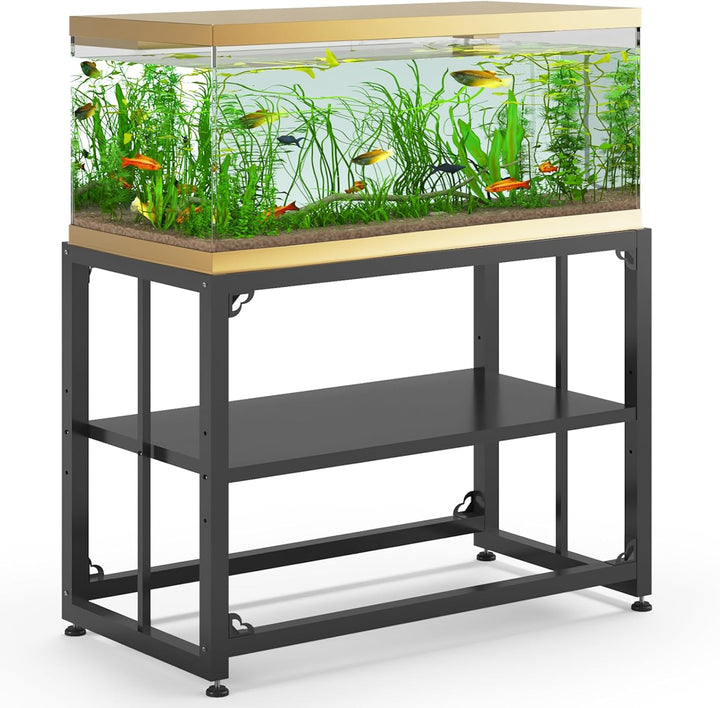Fish Tank Stand 40 Gallon, Metal Aquarium Stand 36.5" L X 18.5" W*29.5”H, Double-Layer Storage Design, Suitable for Home and Office Use, 660LBS Capacity, Black (Tank Not Included)