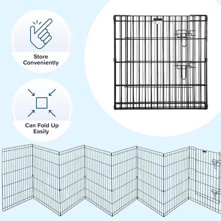 Dog Playpen - Foldable Metal Exercise Puppy Play Pen with 8 24X30In Panels - Indoor/Outdoor Pen with Door for Dogs, Cats or Small Animals by