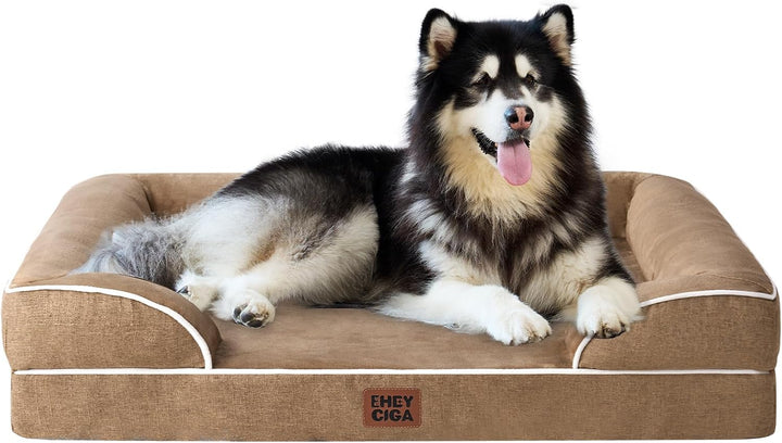 Orthopedic Dog Beds for Extra Large Dogs 44X32Inch, Waterproof Memory Foam XL Pet Bed with Sides, Non-Slip and Egg-Crate Foam Big Dog Couch Bed with Washable Removable Cover, Grey