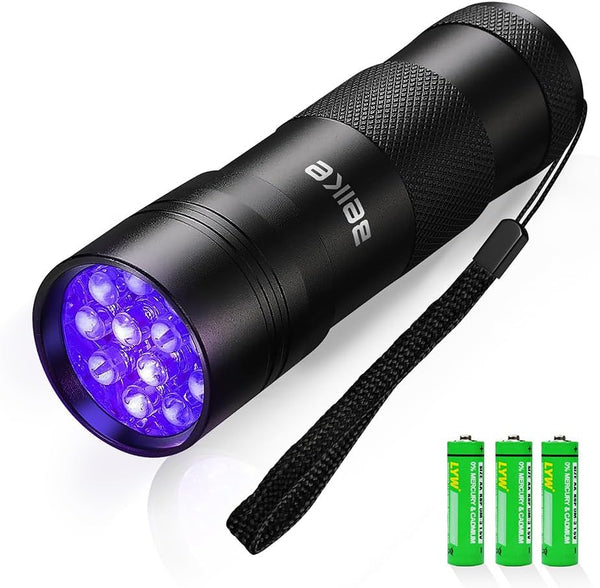 UV Flashlight Black Light–Small Portable Mini 12 LED Blacklight Flashlight for Hidden Stain Detection in Room, Resin Curing,Scorpion & Bed Bug Find,Pet Urine & Dry Stain Detection/Carpets/Rugs/Floors