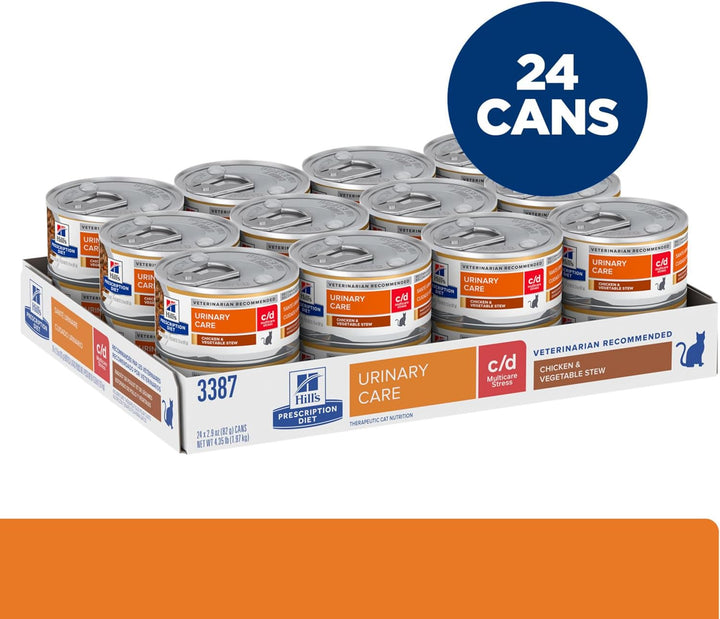 C/D Multicare Stress Urinary Care Chicken & Vegetable Stew Canned Cat Food, 2.9 Oz, 24-Pack Wet Food