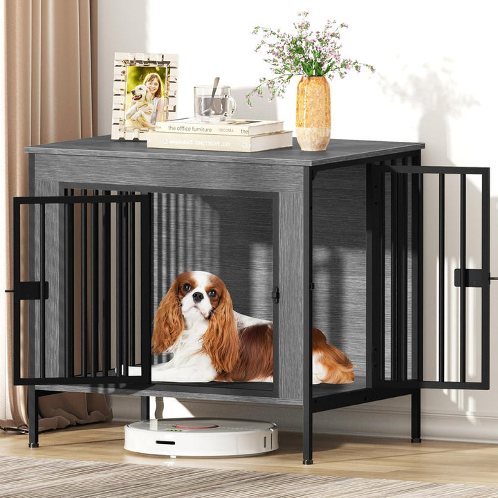 Dog Crate Furniture for 1 or 2 Dogs, Heavy Duty Single/Double Dog Crates for Small/Medium/Large Dogs, Dog Kennel Furniture Indoor as TV Stand, Large Size 78.74" L(35-60 Pounds), Brown