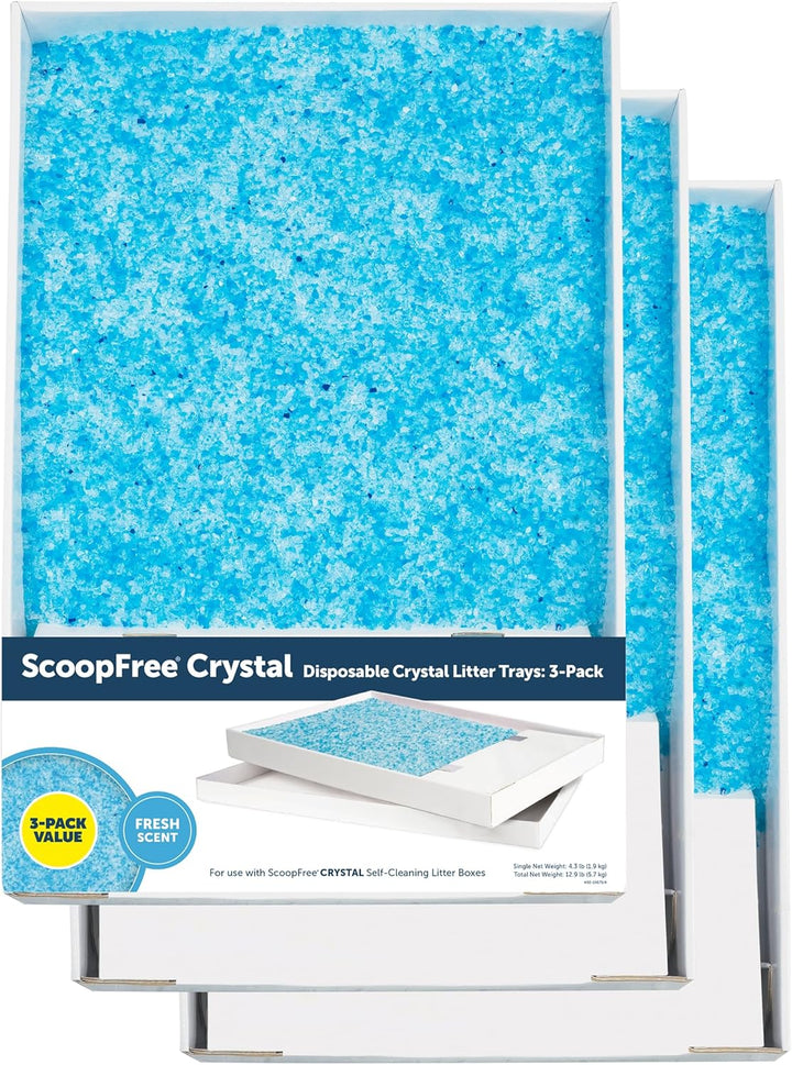 Scoopfree Disposable Crystal Cat Litter Tray - Easy Cleaning Box - Refill Tray for Electric Litter Box - Lavender Scent - 4.3 Lb Bags - 6 Pack