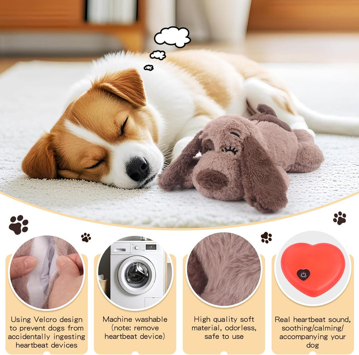 Beverly Shark Puppy Heartbeat Toy Dog Anxiety Relief Calming Aid Puppy Heartbeat Stuffed Animal Behavioral Training Sleep Aid Comfort Soother Plush Toy for Puppies Cats