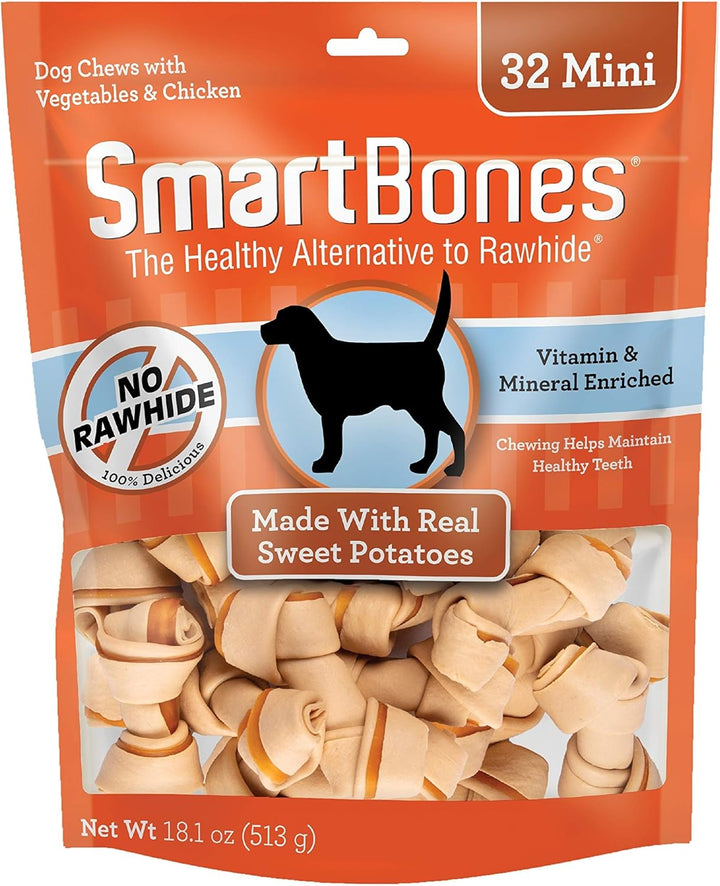 Medium Chews with Real Peanut Butter Rawhide- Free Chews for Dogs, 4 Count
