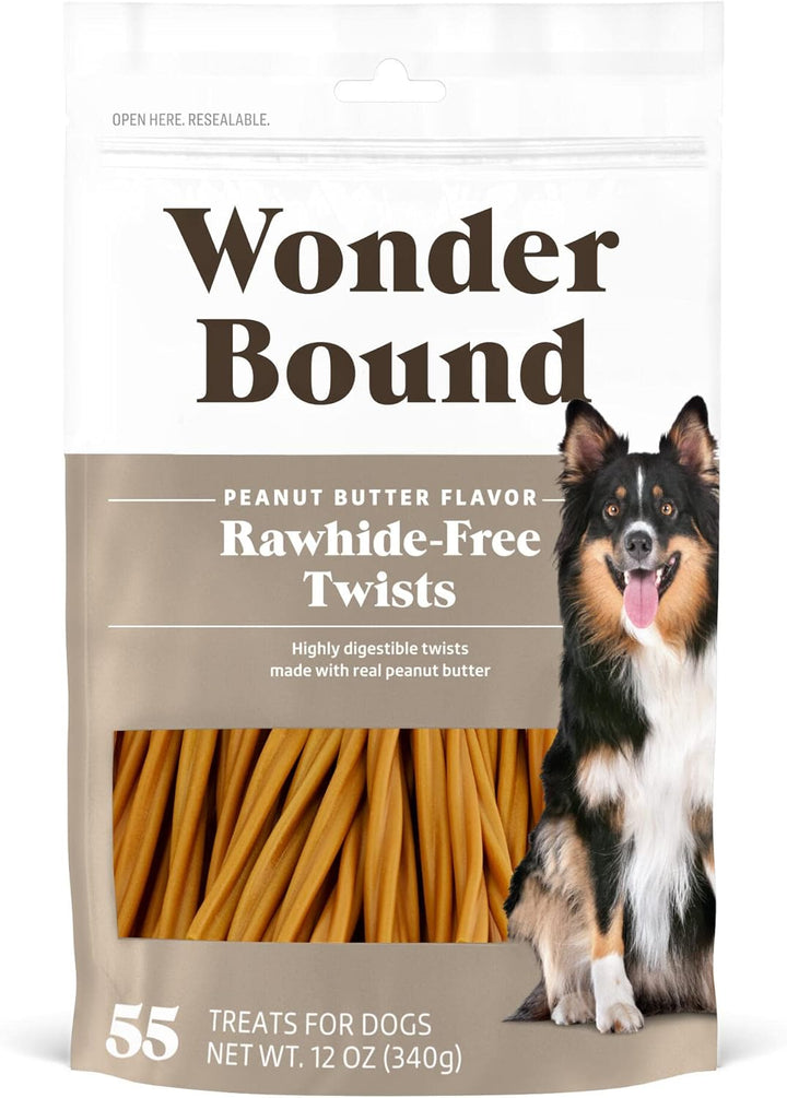 Bacon & Cheese Flavor Dog Twist Sticks - 55 Count - Rawhide-Free Dog Treats, Dental Health Chews for Plaque & Tartar Control, Easy to Digest, Long-Lasting
