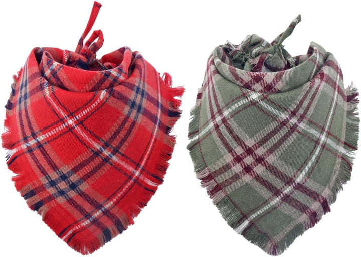 Fall Dog Bandana Autumn Thanksgiving Plaid Reversible Triangle Bibs Scarf Accessories for Dogs Pets