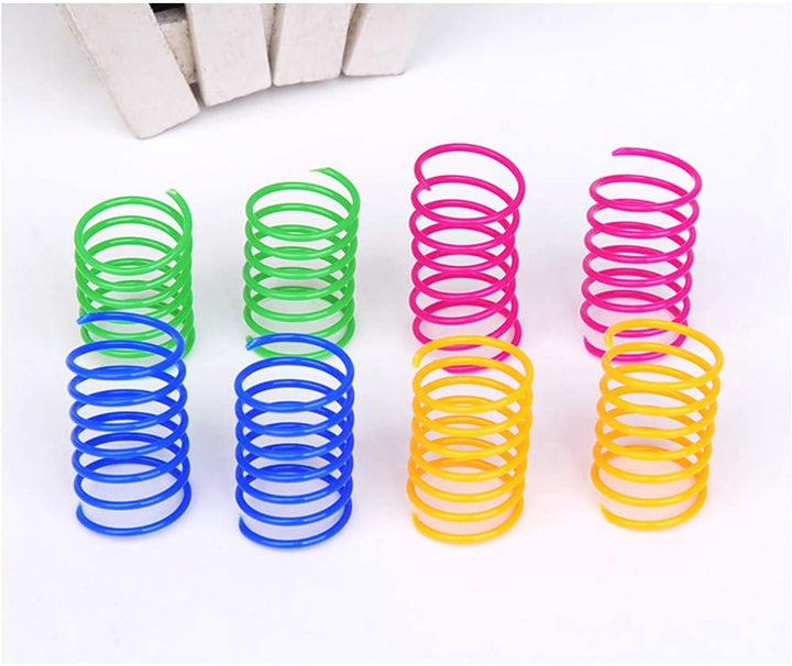 Cat Spring Toy (60 Pack), Cat Kittens Toys Plastic Coil Spiral Springs for Swatting, Biting, Hunting, and Active Healthy Play (Random Color)