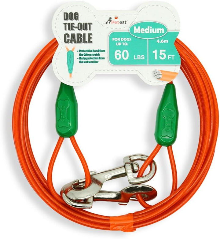 30Ft Reflective Tie-Out Cable for Heavy Dogs up to 125 Pounds