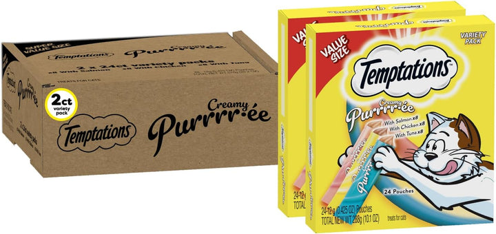 Creamy Puree Variety Pack of Squeezable Cat Treats, 0.42 Oz. Tubes, 24 Count