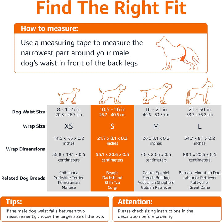 Male Dog Diapers, 30 Count, Small, Ultra Absorbent Disposable Wrap with Secure Fit, Leakproof and Comfortable