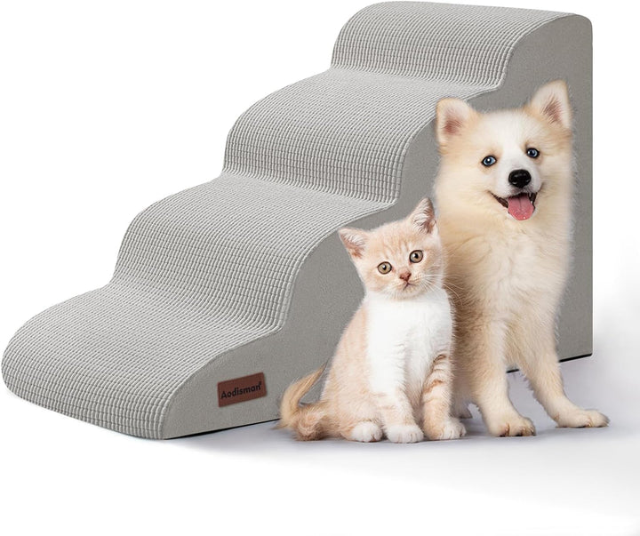 3-Step Dog Ramp and Stairs for Sofa and Chair - Non-Slip Sturdy Pet Steps for Small Dogs and Cats,15.7" H,Grey