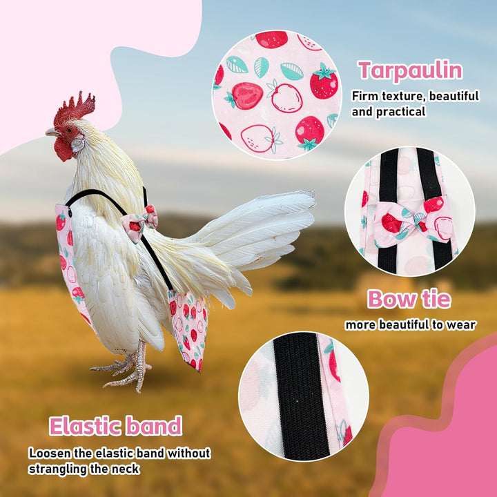 3 Pieces Chicken Diapers for Hens Pet Duck Diapers Reusable Chicken Diapers Chicken Clothes Accessories with Bow Tie for Poultry (M)