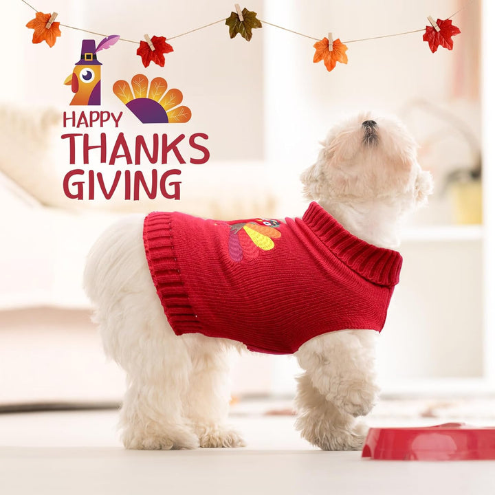 3 Pack Halloween Thanksgiving Christmas Dog Cat Knit Sweater Set - Dog Clothes with Santa Pattern Pumpkin Turkey Pets Costumes-Dog Fall Sweaters for Holiday(M)