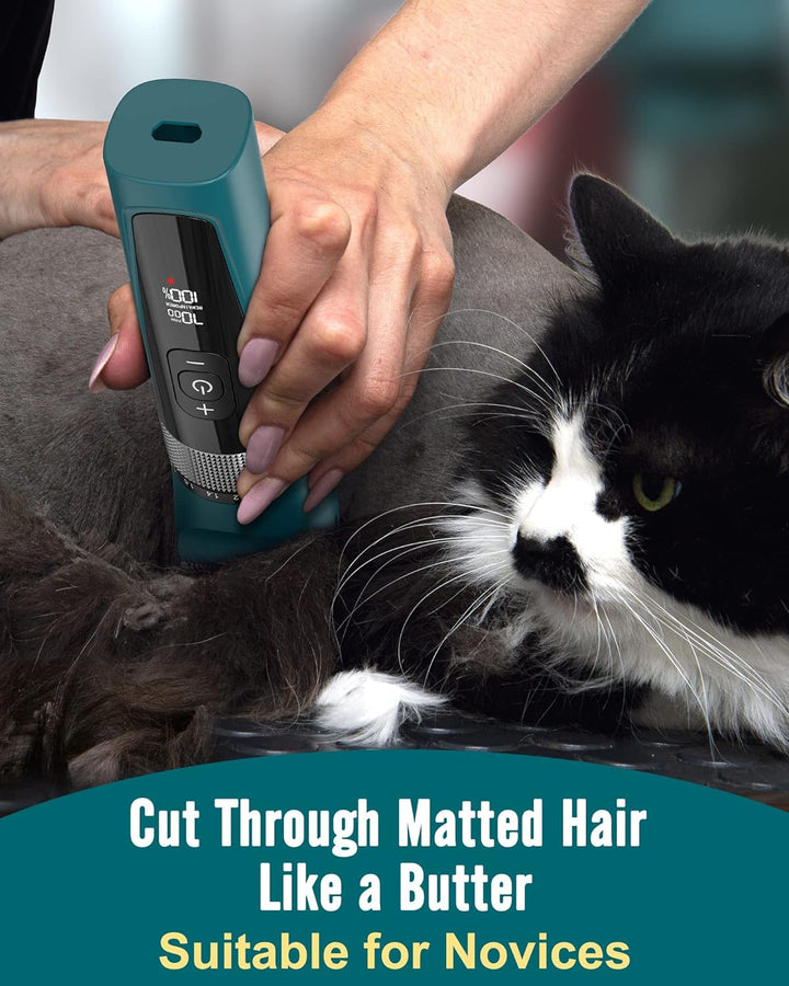 Cat Clippers for Matted Hair, 5-Speed Quiet Cat Grooming Kit, Cordless Pet Shaver for Long Hair,Waterproof Pet Hair Trimmer, Pet Clippers for Cats(Green)