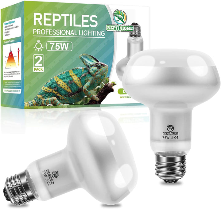 Reptile Heat Lamp Bulbs, Simulate Natural Sunlight Heat Light Bulb, 2 Pack 100W Amphibian Terrarium Basking Spot Lamp for Reptile, Bearded Dragon, Lizard, Turtle, Snake