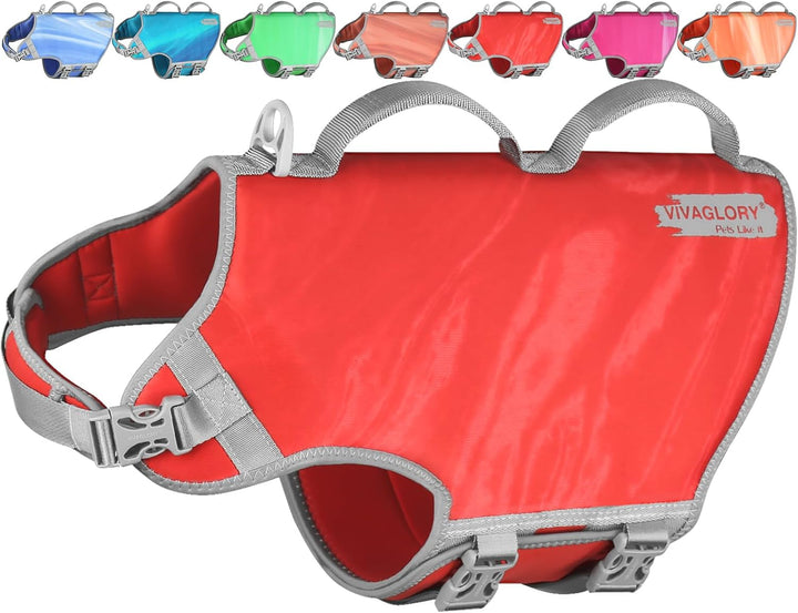 Neoprene Dog Life Vest, Dog Life Jacket for Swimming & Boating, Lightweight & Buoyancy for Puppy Doggy, Swimming Vest with Handle, XS, Raspberry Pink