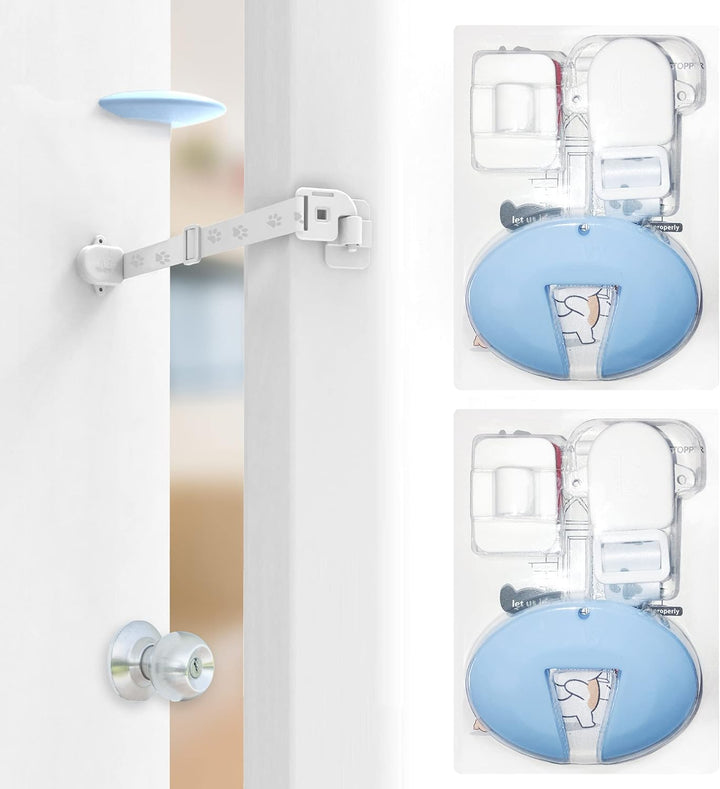 Adjustable Door Strap and Latch, Textile Cat Door Latch to Keep Dog Out of Litter Box, Economical Alternative of Pet Gates, Basic 1 Pack