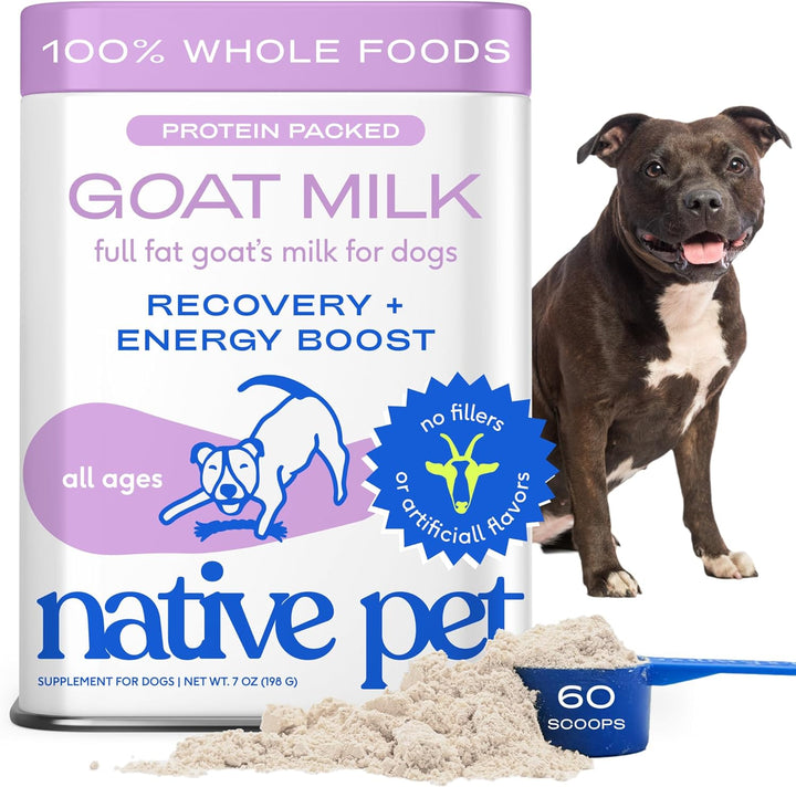 Goat Milk for Dogs - Organic Goat Milk Powder for Dogs and Cats - Puppy Formula Dairy Replacement Packed with Protein & Vitamins for Immunity, Recovery & Growth for Active Pups - 60 Scoops