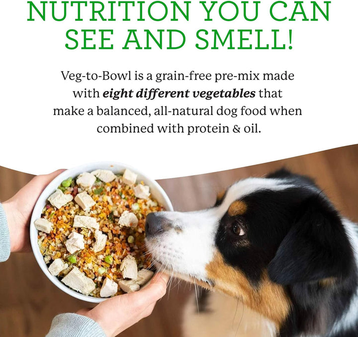Veg-To-Bowl Dog Food, Human Grade Dehydrated Base Mix for Dogs, Grain Free Holistic Mix (3 Pound)
