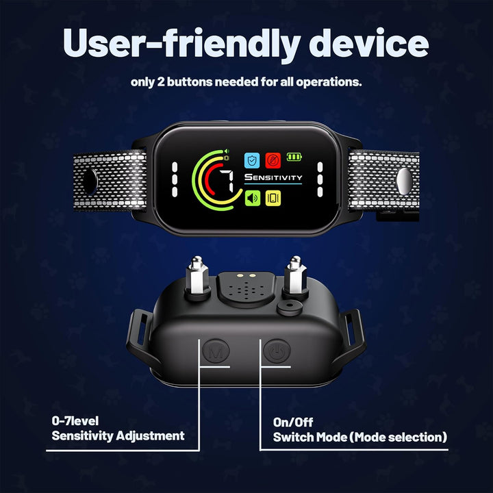 2 Pack Dog Bark Collar, anti Barking Training Collar with 7-Level Sensitivity + 5 Safety Modes, Humane Training System for Large, Medium, Small Dogs