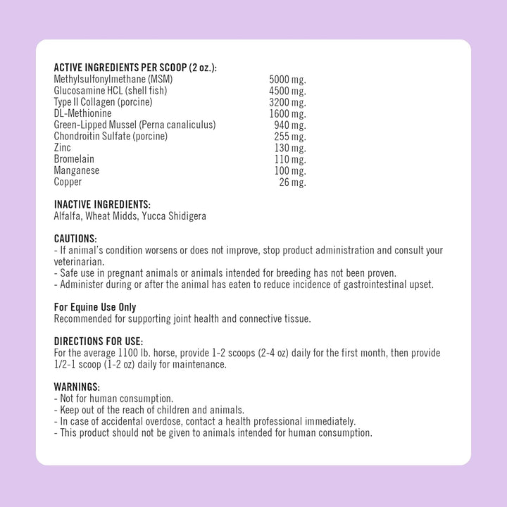 Joint 6In1 Equine Supplement 5 Lb Bag - Support for Joint Integrity and Inflammatory Response in Horses - Green-Lipped Mussel, MSM, Glucosamine, Chondroitin & Collagen