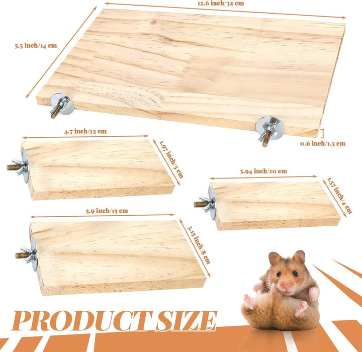 4-Size Bird Platforms with Wood Perches and Stand Boards - Habitat Cage Corner Shelves with Stainless Steel Washers - Ideal for Parrots, Cockatiels & Small Pets like Hamsters, Gerbils & Chi