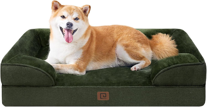 Orthopedic Dog Beds for Extra Large Dogs 44X32Inch, Waterproof Memory Foam XL Pet Bed with Sides, Non-Slip and Egg-Crate Foam Big Dog Couch Bed with Washable Removable Cover, Grey